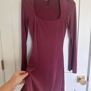 Princess Polly Long Sleeve Dress in Deep Mauve